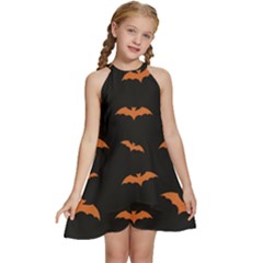 Bat Pattern Kids  Halter Collar Waist Tie Chiffon Dress by Valentinaart