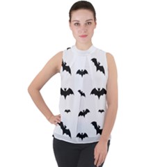 Bat Pattern Mock Neck Chiffon Sleeveless Top by Valentinaart