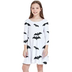 Bat Pattern Kids  Quarter Sleeve Skater Dress by Valentinaart