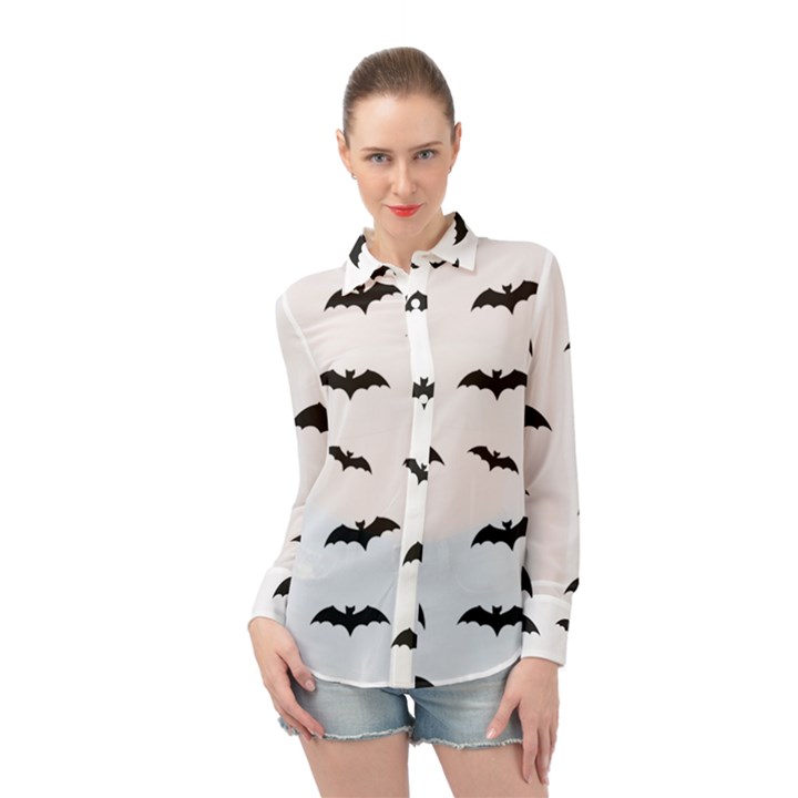 Bat pattern Long Sleeve Chiffon Shirt