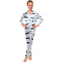 Bat Pattern Kid s Satin Long Sleeve Pajamas Set by Valentinaart