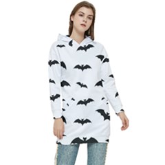 Bat Pattern Women s Long Oversized Pullover Hoodie