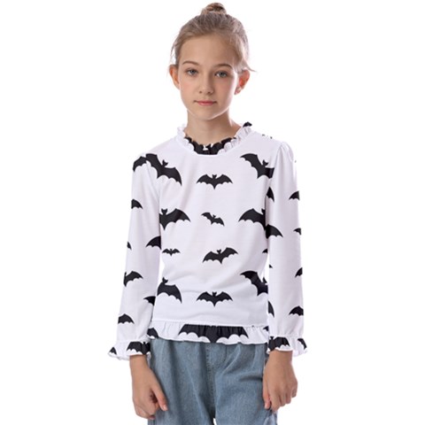 Bat Pattern Kids  Frill Detail Tee by Valentinaart