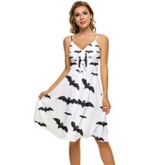 Bat Pattern Sleeveless Tie Front Chiffon Dress by Valentinaart