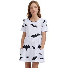 Bat Pattern Kids  Frilly Sleeves Pocket Dress by Valentinaart