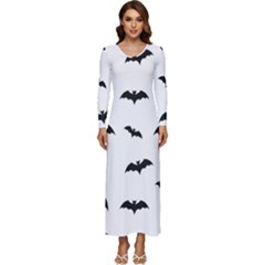 Bat Pattern Long Sleeve Velour Longline Maxi Dress by Valentinaart