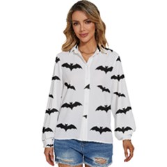 Bat Pattern Women s Long Sleeve Button Down Shirt