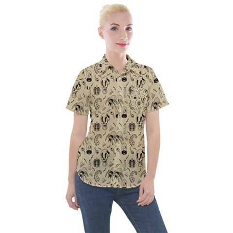 Halloween  Women s Short Sleeve Pocket Shirt by Valentinaart