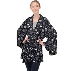 Halloween  Long Sleeve Velvet Kimono  by Valentinaart