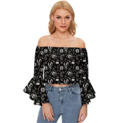 Halloween  Off Shoulder Flutter Bell Sleeve Top