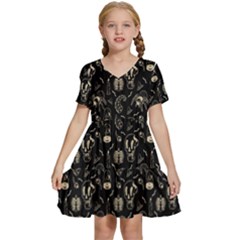 Halloween  Kids  Short Sleeve Tiered Mini Dress by Valentinaart