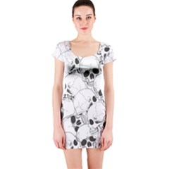 Skull Pattern Short Sleeve Bodycon Dress by Valentinaart