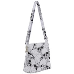 Skull Pattern Zipper Messenger Bag by Valentinaart