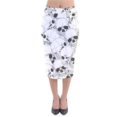 Skull Pattern Velvet Midi Pencil Skirt by Valentinaart