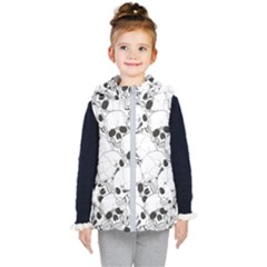 Skull Pattern Kids  Hooded Puffer Vest by Valentinaart