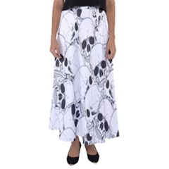 Skull Pattern Flared Maxi Skirt by Valentinaart