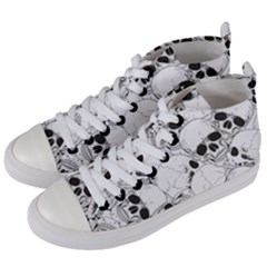 Skull Pattern Women s Mid-top Canvas Sneakers by Valentinaart