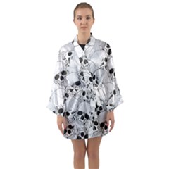 Skull Pattern Long Sleeve Satin Kimono by Valentinaart