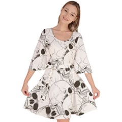 Skull Pattern Velour Kimono Dress by Valentinaart