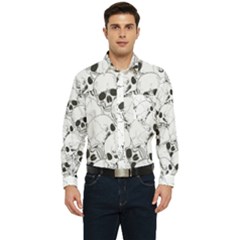 Skull Pattern Men s Long Sleeve Pocket Shirt  by Valentinaart