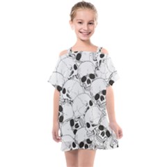 Skull Pattern Kids  One Piece Chiffon Dress by Valentinaart