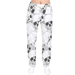 Skull Pattern Women Velvet Drawstring Pants