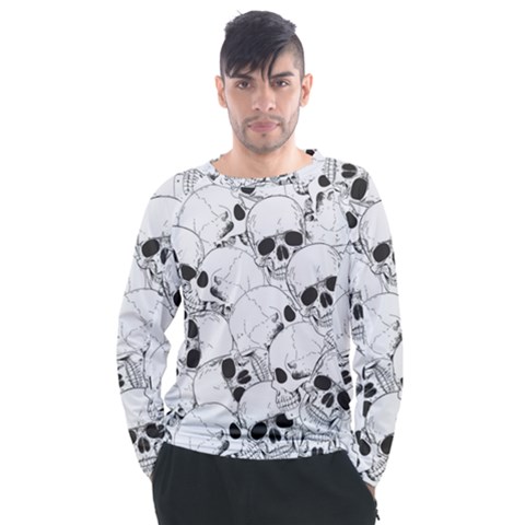 Skull Pattern Men s Long Sleeve Raglan Tee by Valentinaart