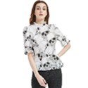 Skull pattern Frill Neck Blouse View1