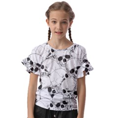 Skull Pattern Kids  Cut Out Flutter Sleeves by Valentinaart