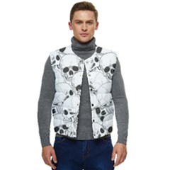 Skull Pattern Men s Short Button Up Puffer Vest	