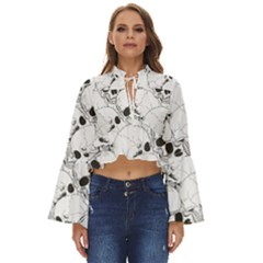 Skull Pattern Boho Long Bell Sleeve Top