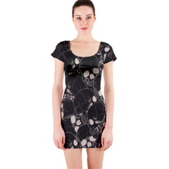 Skull Pattern Short Sleeve Bodycon Dress by Valentinaart