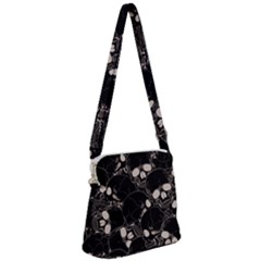 Skull Pattern Zipper Messenger Bag by Valentinaart