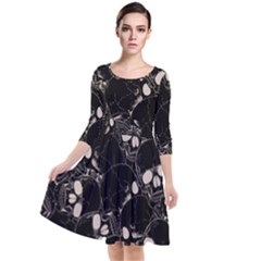 Skull Pattern Quarter Sleeve Waist Band Dress by Valentinaart