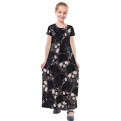 Skull Pattern Kids  Short Sleeve Maxi Dress by Valentinaart