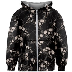 Skull Pattern Kids  Zipper Hoodie Without Drawstring