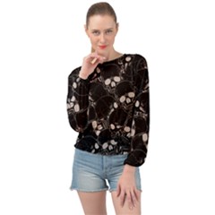 Skull Pattern Banded Bottom Chiffon Top by Valentinaart