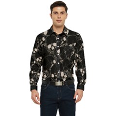 Skull Pattern Men s Long Sleeve Pocket Shirt  by Valentinaart