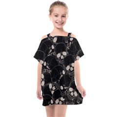 Skull Pattern Kids  One Piece Chiffon Dress by Valentinaart