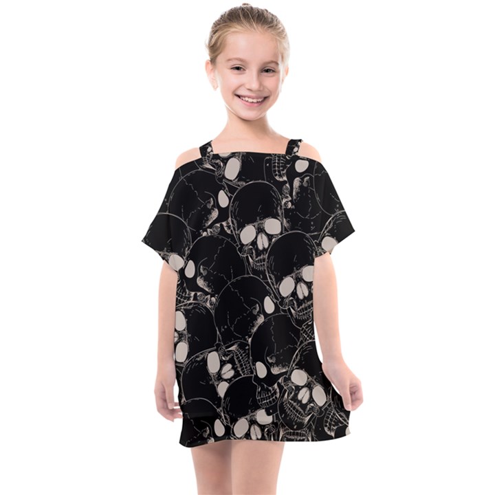 Skull pattern Kids  One Piece Chiffon Dress