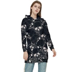 Skull Pattern Women s Long Oversized Pullover Hoodie