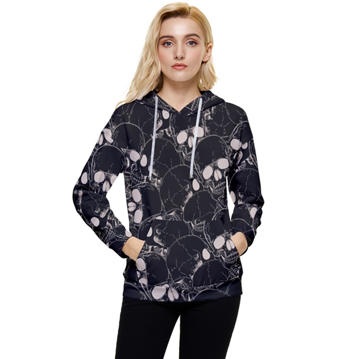 Skull pattern Women s Lightweight Drawstring Hoodie