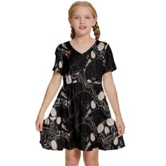 Skull Pattern Kids  Short Sleeve Tiered Mini Dress by Valentinaart