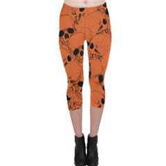 Skull Pattern Capri Leggings  by Valentinaart