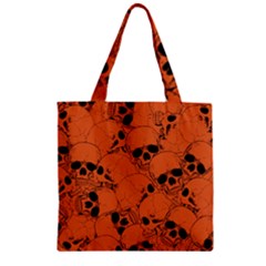 Skull Pattern Zipper Grocery Tote Bag by Valentinaart