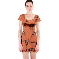 Skull Pattern Short Sleeve Bodycon Dress by Valentinaart