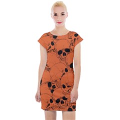 Skull Pattern Cap Sleeve Bodycon Dress by Valentinaart