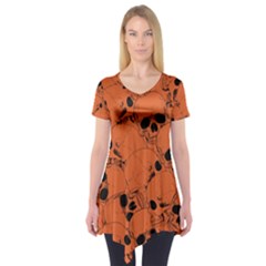 Skull Pattern Short Sleeve Tunic  by Valentinaart