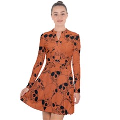 Skull Pattern Long Sleeve Panel Dress by Valentinaart