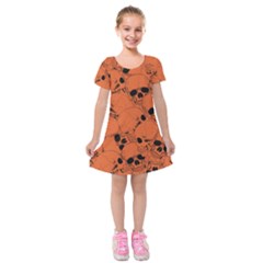 Skull Pattern Kids  Short Sleeve Velvet Dress